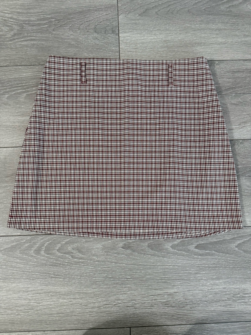 Forever 21 Burgundy and White Micro-Check Flat Front Shorts